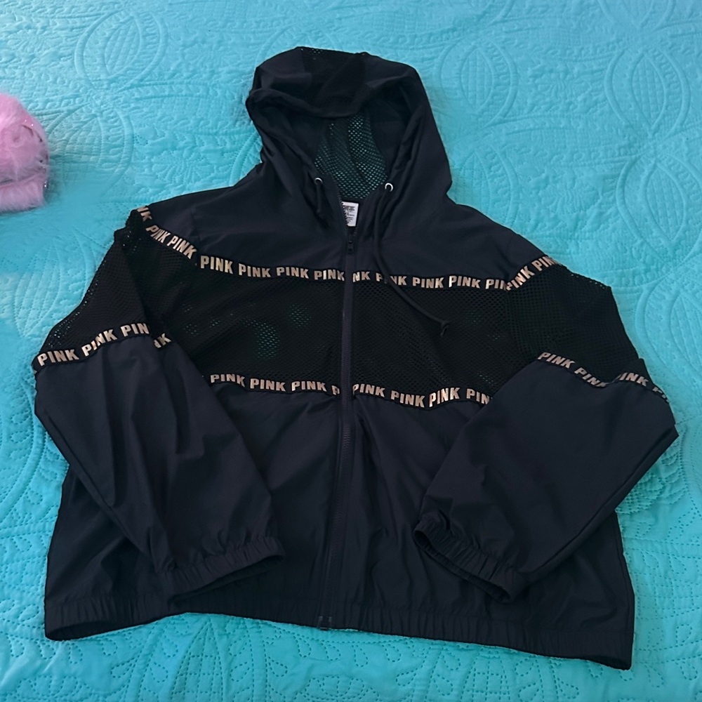 PINK Victoria's Secret Black Mesh Jacket